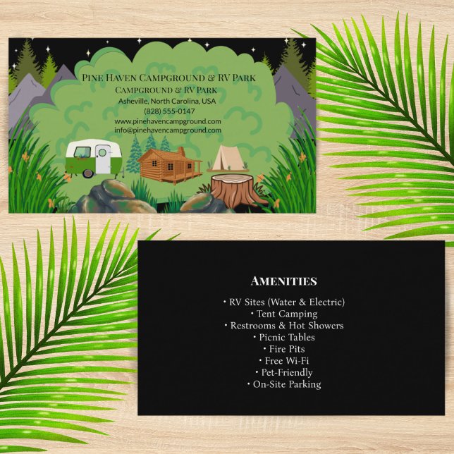 Rustic Outdoor RV Park Campground Design Business Card (Creator Uploaded)