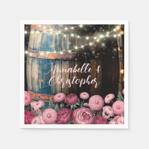 Rustic Outdoor Whimsical Whiskey Barrel Wedding Napkin