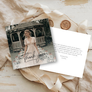 Rustic Overlay Photo Bridal Shower Script Thank You Card