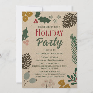 Rustic Oversized Branch Company Holiday Party  Invitation