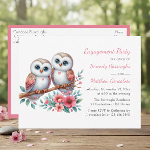 Rustic Owl Couple Boho Country Engagement Party Invitation Postcard