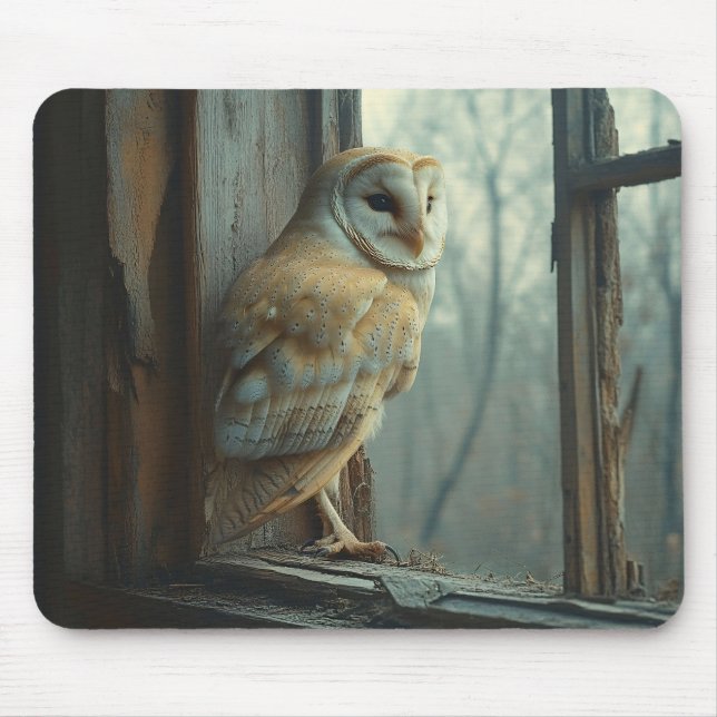 Rustic Owl In The Window Art Mouse Pad (Front)