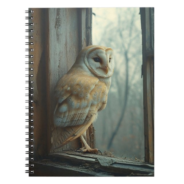 Rustic Owl In The Window Art Notebook (Front)
