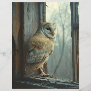 Rustic Owl In The Window Art Scrapbook Paper
