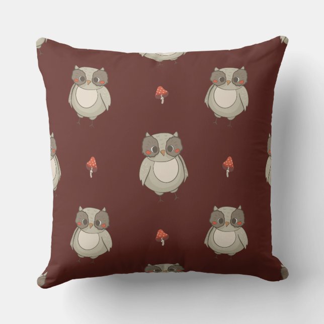 Rustic Owl Throw Pillow (Back)