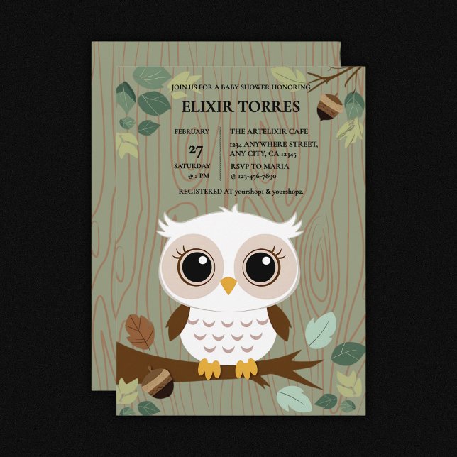 Rustic Owl Woodland Forest Baby Shower Invitation (Creator Uploaded)