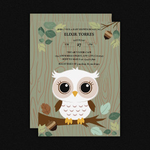 Rustic Owl Woodland Forest Baby Shower Invitation