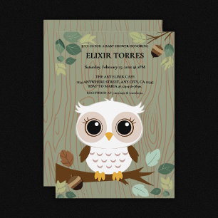 Rustic Owl Woodland Forest Baby Shower Invitation