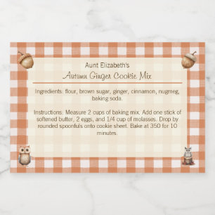 Rustic Owls Acorns Autumn Ginger Cooke Mix Food Label
