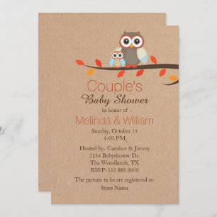 Rustic Owls Baby Shower Invitation