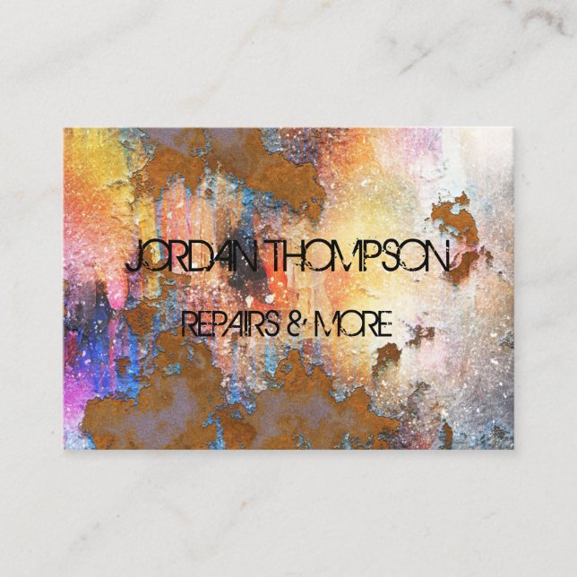 rustic paint splatter peel vintage business card (Front)
