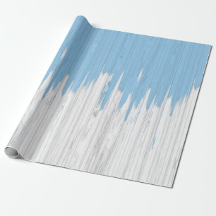 Rustic Painted Blue & White Wood Planks Pattern Wrapping Paper