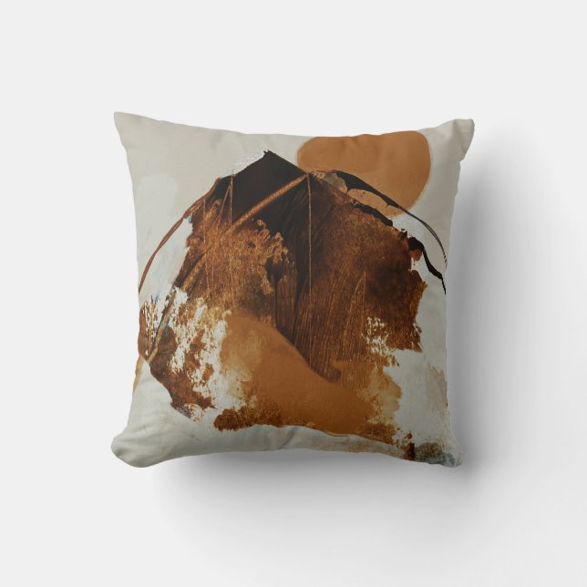 Rustic Painted Mountain Landscape Cushion (Front)