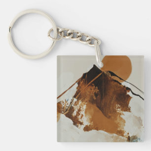Rustic Painted Mountain Landscape Throw Pillow Key Ring
