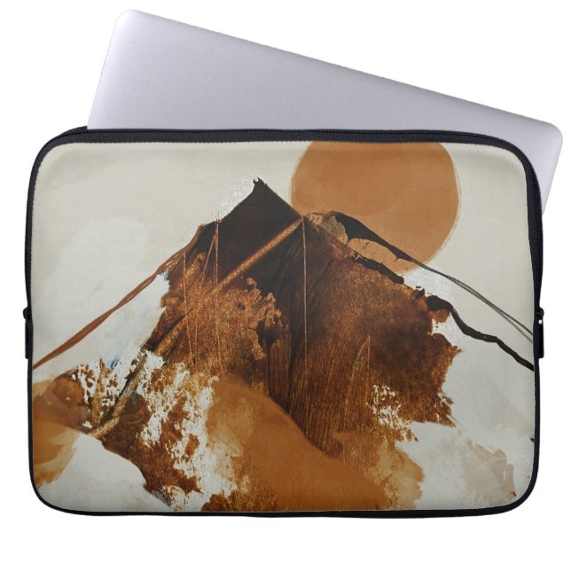 Rustic Painted Mountainscape Laptop Sleeve (Front)