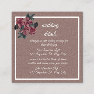 rustic painted rose wedding enclosure card