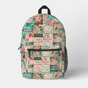 Rustic painting art Squares pattern watercolor Printed Backpack