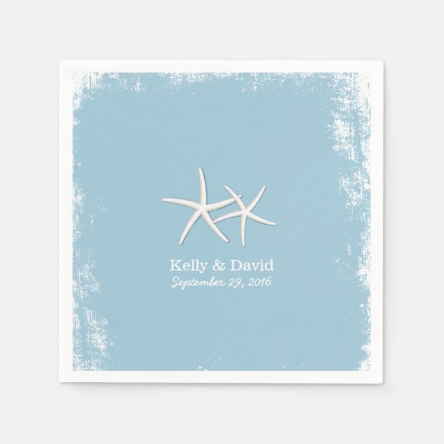 Rustic Pair of Starfish Beach Wedding Napkin (Front)