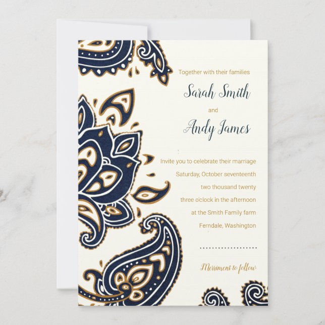 Rustic Paisley Wedding Invitation (Front)