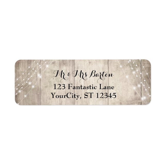 Rustic Pale Brown Wood, White Lights Wedding 2 (Front)
