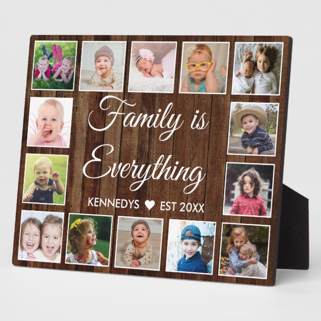 Rustic Pallet Wood 14 Photo Collage Family Quote Plaque (Side)