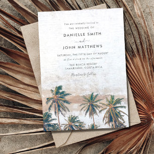 Rustic Palm Tree Beach Destination Wedding Invitation