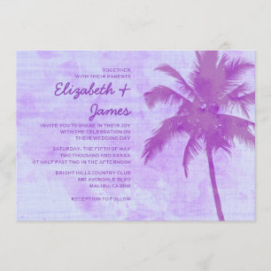 Rustic Palm Trees Beach Wedding Invitations