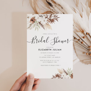 rustic pampas fall bridal shower invita invitation
