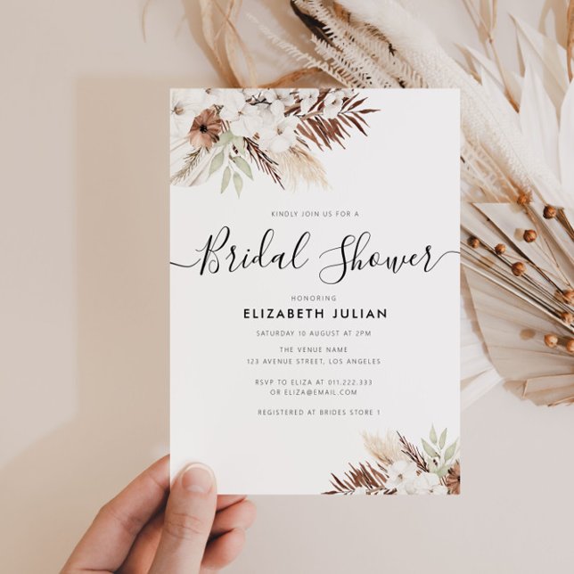 rustic pampas fall bridal shower invita invitation (Creator Uploaded)