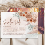 Rustic Pampas Grass Terracotta Wedding  Save The Date<br><div class="desc">Rustic, bohemian-style pampas grass wedding Save the Date card with pretty terracotta and burnt orange flowers and grasses. Personalised with your information on the front and your photo on the back. Contact me for assistance with your customisations or to request additional matching or coordinating Zazzle products for your special occasions....</div>