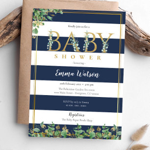 Rustic Pampas Rose gold Letters Baby Shower Invitation