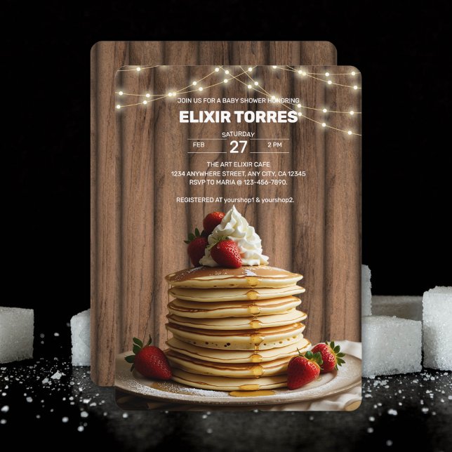 Rustic Pancakes Baby & Brunch Baby Shower Invitation (Creator Uploaded)