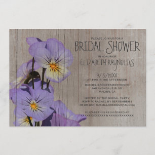 Rustic Pansies Bridal Shower Invitations