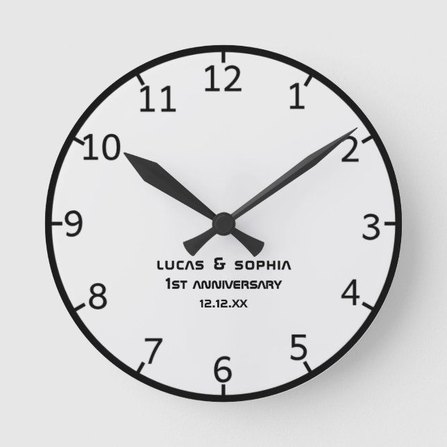 Rustic Paper 1st Wedding Anniversary Wall Clock (Front)