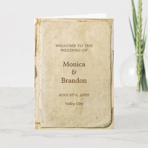 Rustic paper vintage wedding programme
