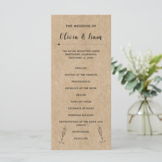 Rustic Paper Wedding Ceremony Program 