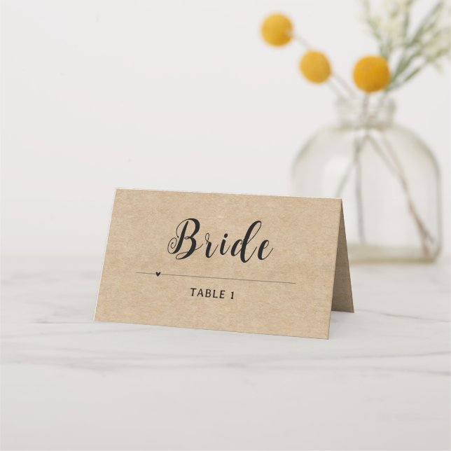 Rustic Paper Wedding  Place Card (Front)