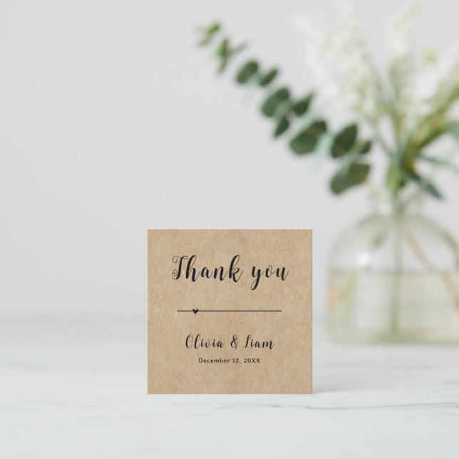 Rustic Paper Wedding Thank You  Card (Standing Front)