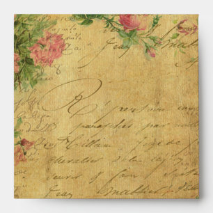 rustic,Parchement,worn,floral,letters,vintage,vict Envelope