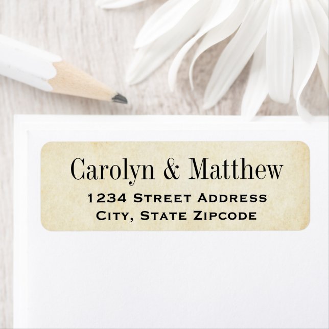 Rustic Parchment Black Wedding Return Address (Insitu)
