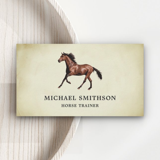 Rustic Parchment Brown Horse Riding Instructor Business Card (Creator Uploaded)