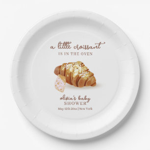 Rustic Paris Bakery Pastry Croissant Baby Shower  Paper Plate