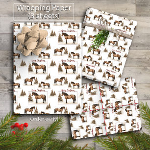 Rustic Paso Fino Horse Merry Christmas Winter Wrapping Paper Sheet