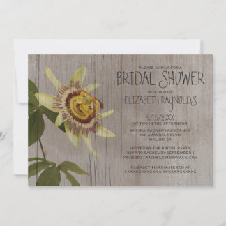 Rustic Passion Flower Bridal Shower Invitations