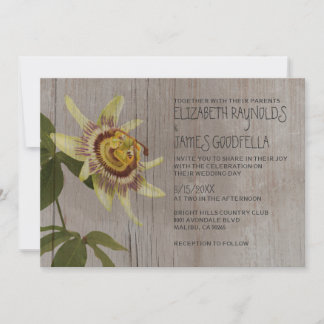 Rustic Passion Flower Wedding Invitations