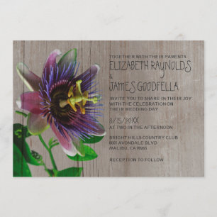 Rustic Passion Flowers Wedding Invitations