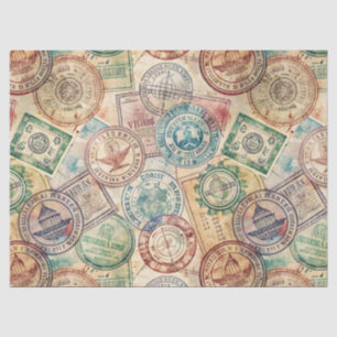 Rustic Passport Stamp Travel Pattern (1) Tissue Paper