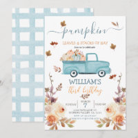 Rustic Paste blue truck birthday Invitation