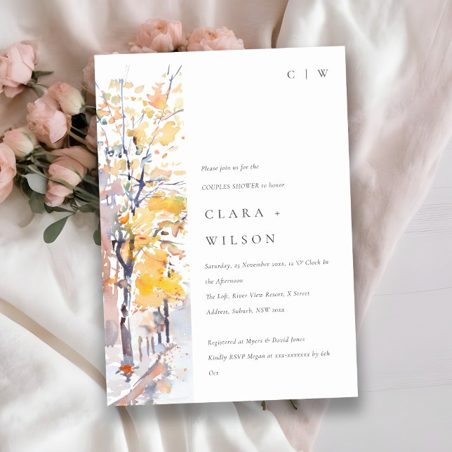 Rustic Pastel Autumn Fall Landscape Couples Shower Invitation (Creator Uploaded)
