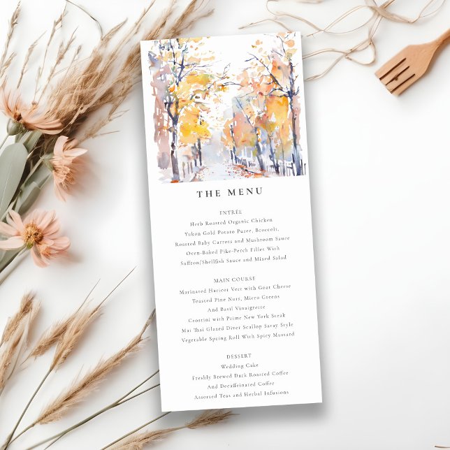 Rustic Pastel Autumn Fall Landscape Menu Card (Creator Uploaded)